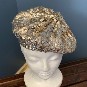 Vintage Silver Sequined Beret